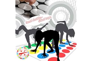 XHUDKV Twister Jeu,60 Rubans Double Face Ronds Gratuits Jeu d'Équipe Jeu de Famille Jeux Twister Enfant Jeux Au Sol Tapis de Jeux Enfant Jeux Extérieurs Jeux de Fête pour Enfants De 6 8 Ans et