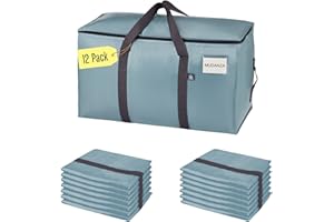 VENO Bolsas de mudanza extra grandes con cremalleras & Asas de Transporte, Cajas de Mudanza Resistentes para Ahorrar Espacio(Azul Claro,Pack de 12)