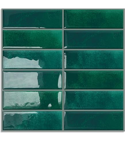 Crédence Adhésive Autocollante Vert Foncé - Carrelage Mural PVC Pour Cuisine Et Salle De Bain - 4 Carreaux 30,5x30,5 Cm