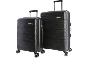 CORONEL TAPIOCCA Colonel Tapioca Jeu de Valises - Set de Valises de Voyage en Polypropylène - Valise Cabine 55 x 40 x 20 et Valise Moyenne 4 Roues Valises de Voyage Moyennes Valises de Voyage Cabine, Noir, 64x45x25