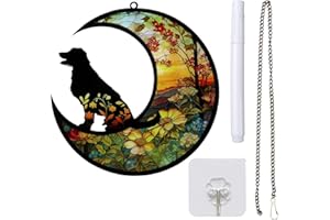 Wekuw Cadeau Commémoratif pour Les Amoureux des Chiens Cadeau Commémoratif de Chien en Vitrail Capteurde Lumière en Vitrail Souvenirs de Chiens pour Les Amoureux des Animaux