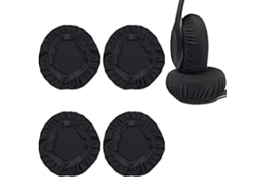 BNXF 2 Pairs Headphone Earpad Covers,Stretchable Knit Fabric Earcup Protectors,Reusable Headphone Sweat Covers Washable and Stretchable Stretchable Fits 3.54"-4.13" Headsets 9-10.5cm(Black)