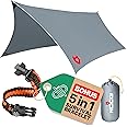 Rain Fly by NoCry 3 x 3,65 m Lightweight Camping Tarp; 100% Waterproof; Makes a Great Backpacking Tarpaulin, Basha or Hammock Shelter; with Survival Bracelet; Grey