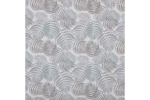 Kt KILOtela - Tela Loneta Estampada, Decoración, Tapizar, Cojines, Cortinas, Colchas, Bolsos, Manteles, Manualidades, 300 cm Largo x 280 cm Ancho, Tropical, Hojas de Helechos, Gris - 3 Metros