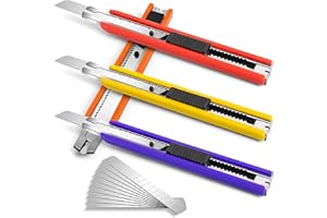 Artcut Cuttermesser 4 Stück Teppichmesser Einziehbar, Cutter Messer Klein mit 10 Stück 9mm Abbrechklingen, Universalmesser Kattermessermesser für Karton, Teppich, Vinyl, Papierschneider, Paketmesser