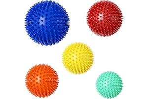 Firschoie 5 Stück Massagebälle, Hart Igelbälle Massageball, Igelkugeln Massagekugeln, Ideal zum Massieren von Händen, Beinen, Schultern, Gesäß und Fußmuskeln(lau 10/Rot 9/Orange 8/Gelb 7/Cyan 6 cm)