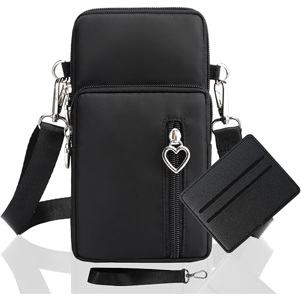 Borsa A Tracolla Per Cellulare 3 Pezzi – Portacellulare In Nylon Impermeabile Con Catena Di Perle E Portacarte, Regolabile E Multitasca