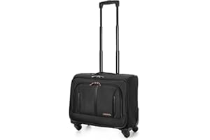 Aerolite Torba na laptopa z 4 kółkami Executive Business Bag Mobile Office Cabin Bagaż Walizka – Zatwierdzona dla Easyjet, BA & Jet2, czarna pasuje do 15,6 cala, Czarny, 18", Torba podróżna