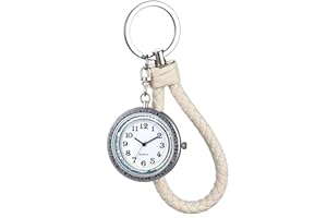 JewelryWe, orologio da tasca con catena portachiavi portatile, con clip, da uomo, da donna