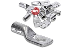 Kalitec HR95-8 - Terminales de cable tubular (10 unidades, 95 mm², M8, sin orificio visual), fabricado en Alemania