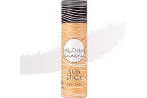 ALOHA CARE Aloha Sun Stick SPF 50+ | Crema (stick) solare viso minerale colorata per il surf | Tubo di carta ecologico (Bianco)