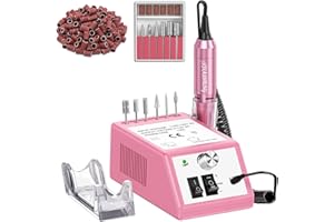 JIASHENG Professional Nail Drill, 20000rpm Electric Nail File, Portable Electric Manicure Drill for Acrylic Nail Gel Nails Drill Kit for Beauty Salon and Home Use(Pink)