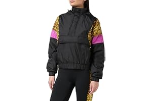 URBAN CLASSICS Giacca a Vento Donna con Cappuccio, Giacca Imbottita e Impermeabile, Effetto Animalier , Pull Over con Zip, Taglie XS - 5XL