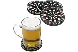 KKVOGMLE 4 Stück Dartscheibe Untersetzer, Getränke Untersetzer mit Geschenk Box, rutschfeste Waschbare Bieruntersetzer, Abs Hitzebeständig Getränkehalter für Bars, Cafés, Haus, Party, Büro(10.4cm)