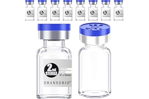 ZHANXUBIO Flaconi vuote sterili con porta di iniezione autoguarigione e tappo in plastica di alluminio, confezione sterile (2 ml trasparente 10 pezzi)