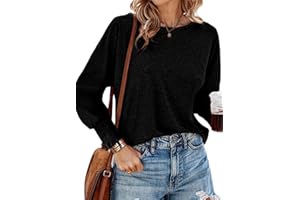 DUOEASE Camiseta Manga Larga Mujer Cuello de Barco Manga Murciélago Blusas Mujer Casual Sweater Otoño