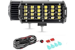 LTPAG 2pcs Focos LED Tractor, 7" 258W 25800LM Faros Trabajo LED 12V-24V Luz de Niebla para Coche,SUV, UTV, ATV, Off-Road,Camión,Moto,Barco, IP68 Impermeable (7”258+Cable)
