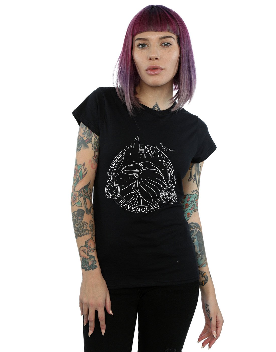Harry-Potter-Damen-Ravenclaw-Seal-T-Shirt-Schwarz-X-Large