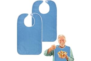 Mecmbj Bavaglio per Adulti, 2 Pezzi Bavaglini per Anziani, Bavaglino Adulti, Bavaglini Lavabili, Riutilizzabile Grembiule per Uomini, Donne, Anziani, Persone Disabile