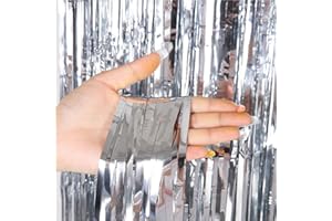 ‎TK GRUPPE TIMO KLINGLER Lametta Vorhang silber - 200 x 100 cm - Glitzervorhang für Türrahmen als Silvester Deko 2026 Dekoration, Party, Hochzeit, Deko Geburtstag für Kinder & Erwachsene (Silber)