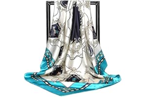 HUNKER Foulard en soie pour femme - Grand carré Satin 90 cm