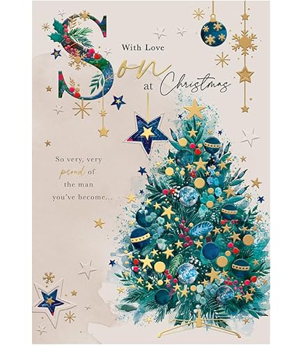 Weihnachtskarte "To A Special Son Merry Christmas" – Mit Glitzer, Rotem Umschlag, 13,5x23 Cm