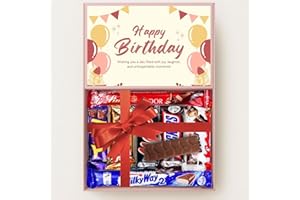 VELAFEE Birthday Chocolate Gift Box for Women and Men - Chocolate Hamper Selection Box, Happy Birthday Chocolate Assortment, Gift for Him, Gift for Her - 7 Unique Chocolate Bars