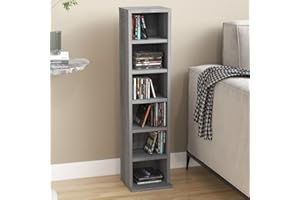 CIADAZ CD Cabinet Grey Sonoma 21x20x88 cm Engineered Wood, Book Shelf, Cd Storage Units, Large Bookshelf, Cd Rack, Curio Cabinet, Shelving Units For Storage