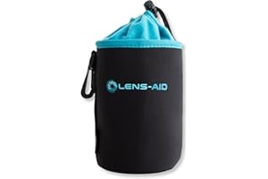 LENS-AID Housse pour Objectifs d’Appareil Photo en Néoprène avec Doublure en Polaire : Etui, Poche pour protéger Objectifs avec Cordon