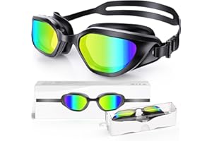 Zeligerstar Swimming Goggles, Goggles Swimming Adult with 3 Sizes Nose Bridges, Anti-Fog UV Protection No Leaking Adjustable Swim Goggles for Men Women Junior