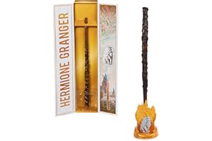 Wizarding World Harry Potter - Authentischer Hermine Granger Zauberstab aus Kunststoff mit Hogwarts-Halterung, ca. 30,5 cm, Spielzeug für Kinder ab 14 Jahren, Fanartikel, Gold