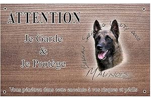 PETS-EASY Attention chien de garde personnalisée malinois de ring - pré percée et vis fournies. De 30 cm à 15 cm…