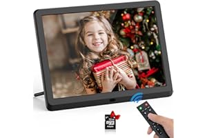 FamBrow Digital Photo Frame 10 inch with 32GB Card & Remote Control, Digital Picture Frame 1920x1080 Full IPS Display with Music/Video Player/Calendar/Alarm