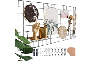 WUZILIN Kratka ścienna, czarna, dekoracja ścienna, wielofunkcyjna ścianka z kratki, do samodzielnego wykonania, żelazna kratka do zdjęć, dekoracja, tablica do przypinania, tablica na zdjęcia rodzinne, do kuchni, biura itd. (40 x 80 cm)