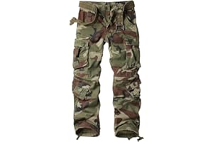 MUST WAY Women's Casual Trousers Camouflage Multi Pockets Cargo Trousers with 8 Pockets
