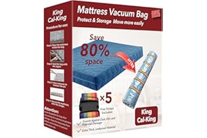MEIQIHOME King/Cal-King Mattress Vacuum Bag, PA+PE Material, 94.5" x 98.4", 80% Compression, Double-Zip Seal, Ideal for Storage & Moving