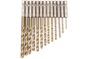 Malayas Lot de 13 pcs Jeu de Forets Hexagonale en HSS 1/4" avec Queue/Couche de Titane Forage Twist Drills