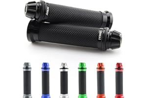 Area1 Poignées de Guidon Universelles 22/24-25 mm Moto Poignée en caoutchouc, Antidérapantes, Dome Noir, compatible avec BMW KTM Honda Yamaha KSR Aprilia Kawasaki Suzuki Piaggio