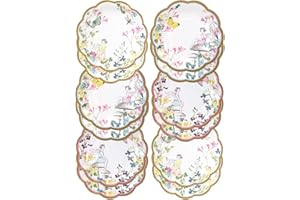Talking Tables Fairy Paper Plates-Pack of 12 | Flowers and Butterflies Design | for Girls Birthday Party Supplies, Baby Shower, Cute and Pretty, FAIRYPLATES
