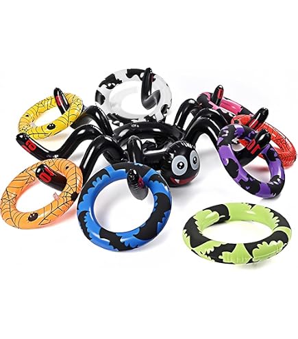 Jeu De Lancer D'Anneaux Halloween – Pieuvre Gonflable + 8 Anneaux – Jeu Extérieur/Intérieur Pour Enfants & Adultes – Fêtes - 8