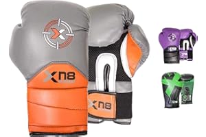 XN8 SPORTS Xn8 Rex Leather Boxing Gloves MMA Muay Thai Punch Bag Sparring Fight Pad Kickboxing Martial Arts Training Gloves