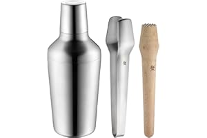 WMF Matroschka Cocktail Set 5-teilig, Barkeeper Set mit Edelstahl Cocktail Shaker 700ml, cl Messbecher, Cocktail Sieb, Eiszange und Stößel, ineinander verstaubar