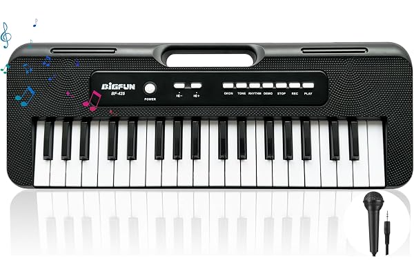 Clavier de Piano pour Enfants , 37 Touches de Piano pour Enfants, Piano Musical avec Microphone, Portable, éducatif, Noël, Cadeau d'anniversaire, Jouets pour 3 4 5 6 7 8 Ans, Filles, Garçons(Noir)