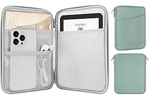 MoKo 6-7" eReader Sleeve Bag for iPad Mini 7 (A17 Pro)/6/5/4/3/2, 7" ereader Colorsoft Signature Edition, 6" ereader 11th/10th/8th Gen, 6.8" ereader Paperwhite 11th/10th Gen 2021/2018, Bodhi Green