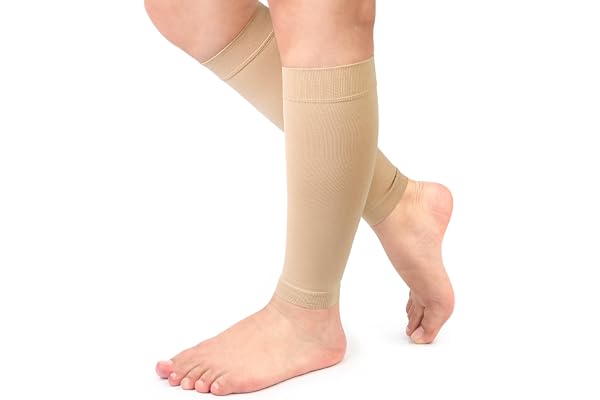 beister Bas De Compression Mollets Homme & Femme, 20-30mmhg Bas De Contention Sans Pied Medical Classe 2 Soutien Graduel, Manchon de Compression Mollet, Indiqué pour Les varices, l'œdème, Le vol