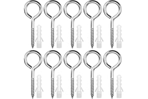 HATANSE 10 Pièces Œillets de Vis en Acier Inoxydable M6 x 80 mm Piton à Visser Lourde Vis à Œillet Crochet à Visser pour Hamacs, Auvents, Fauteuils Suspendus, Câble fixe, Argenté