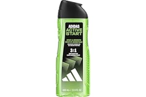 Adidas, Active Start Gel Doccia Bagnoschiuma 3 in 1 per Corpo, Capelli e Viso, Formula Vegana, 400ml