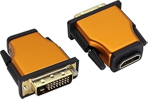 AAOTOKK DVI a HDMI Convertitore in Lega di Alluminio Alloggiamento Bidirezionale DVI-D(24+1)Maschio a HDMI Adattatore Femmina,Supporta 1080P,TV Box,Desktop,Laptop,Monitor,Proiettore(2Pezzi-Arancione)