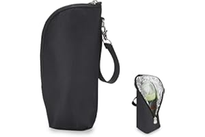 HOTMNTY Baby Flaschenwärmer Tasche,Milchflasche Isoliertasche,Baby Flaschen Isolierbeutel,Tragbare Isoliertasche für Babyflaschen,Universal Babyflaschenwärmer Tasche mit Lanyard (Schwarz)