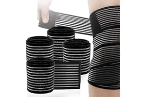 YICH Genouillère Sport Genouillère Rotulienne 4Pcs Bandage au Genou Attelle Genou Genouillère Élastique Réglable pour La Douleur au Genou Déchirure du Ménisque - Respirant et Unisexe